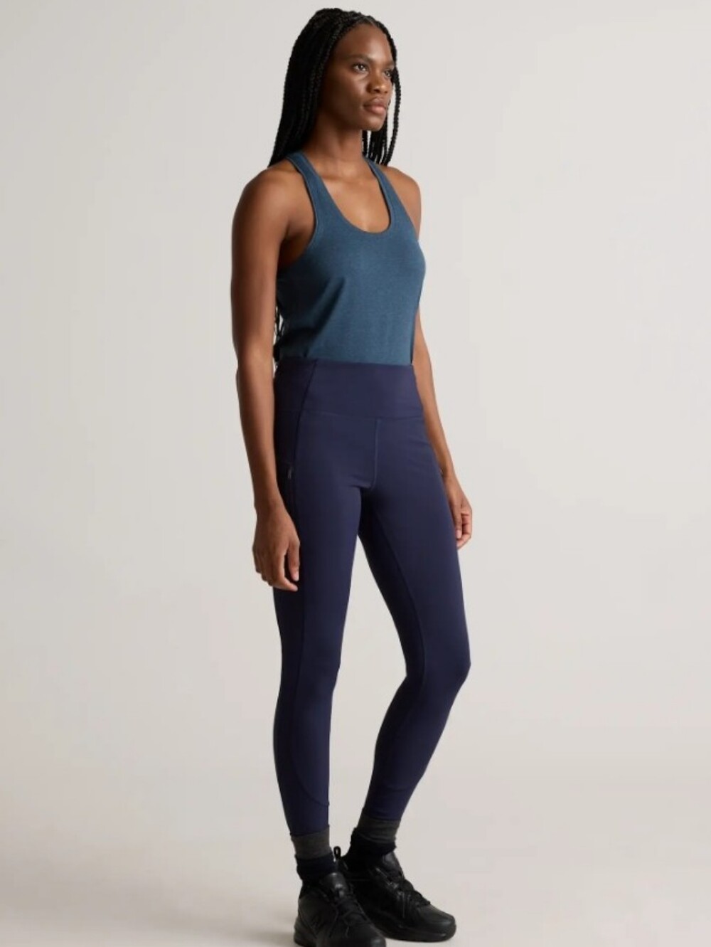 Quince Whistler High-Rise Pocket Thermal Workout Legging Navy Blue Large